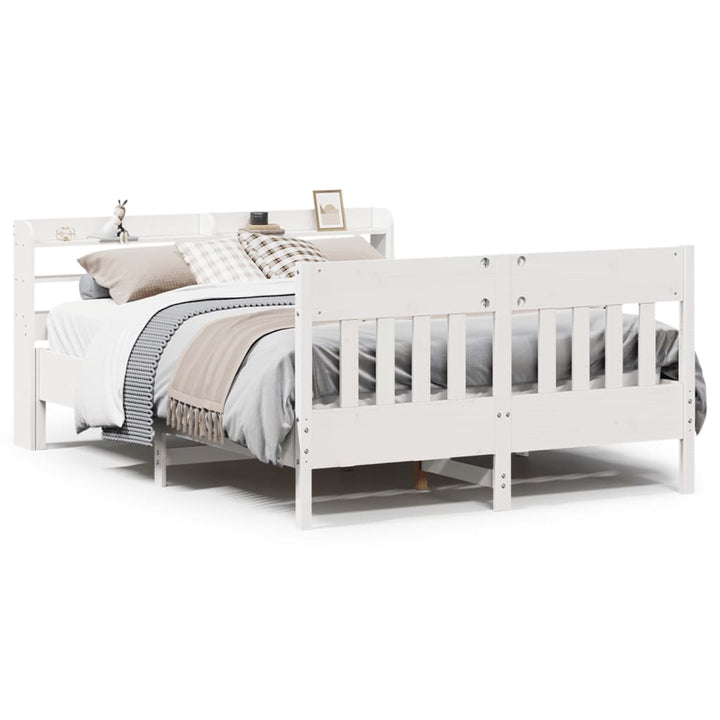 sengeramme uden madras 150x200 cm massivt fyrretræ hvid