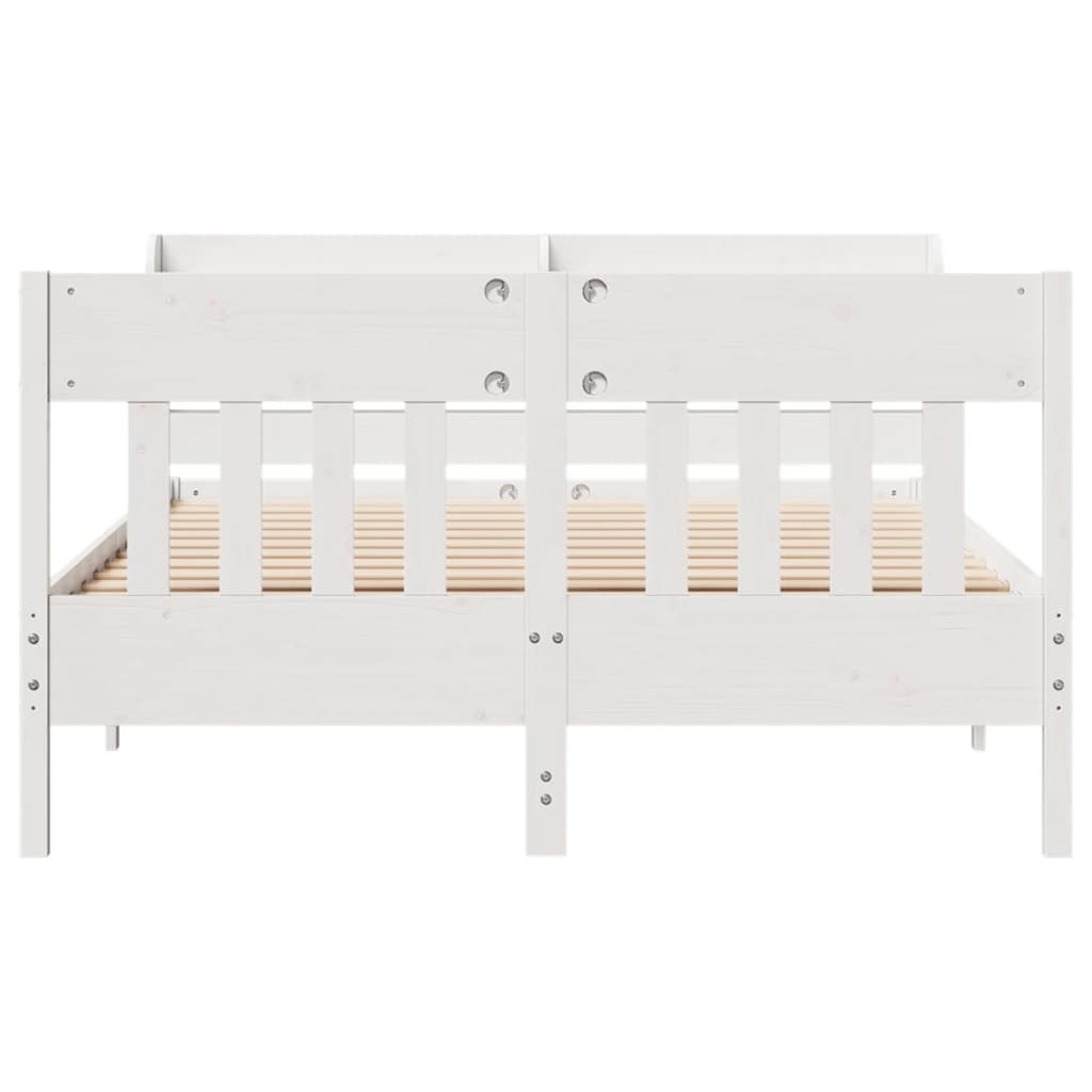 sengeramme uden madras 150x200 cm massivt fyrretræ hvid