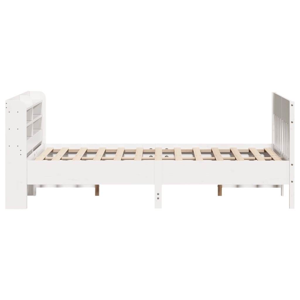 sengeramme uden madras 150x200 cm massivt fyrretræ hvid