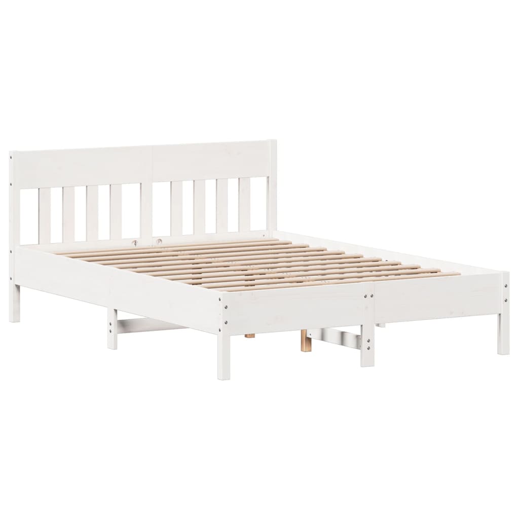 sengeramme uden madras 150x200 cm massivt fyrretræ hvid