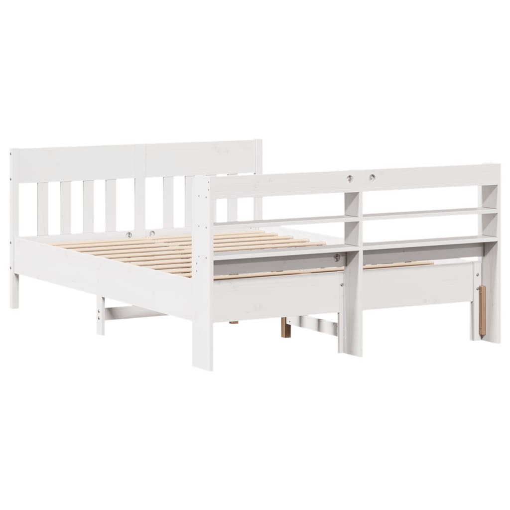 sengeramme uden madras 120x200 cm massivt fyrretræ hvid