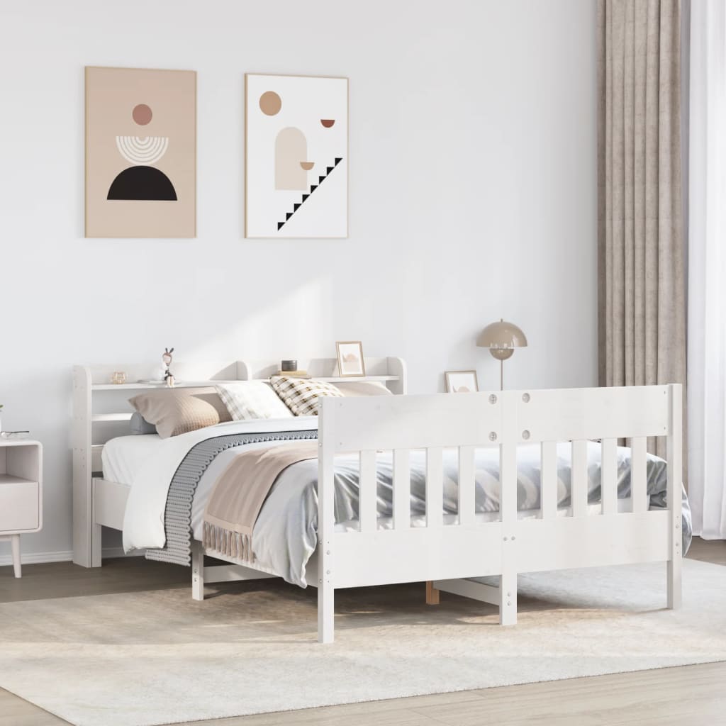 sengeramme uden madras 120x200 cm massivt fyrretræ hvid