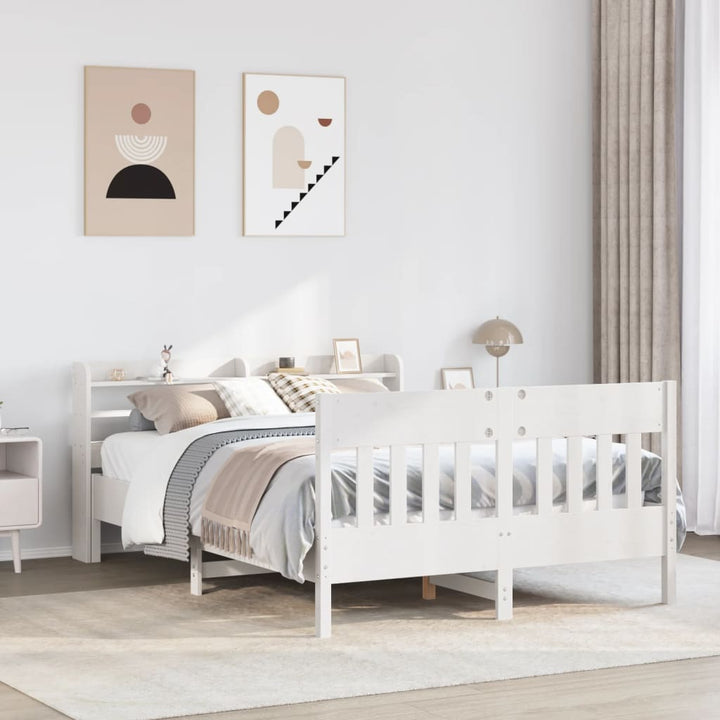 sengeramme uden madras 120x200 cm massivt fyrretræ hvid