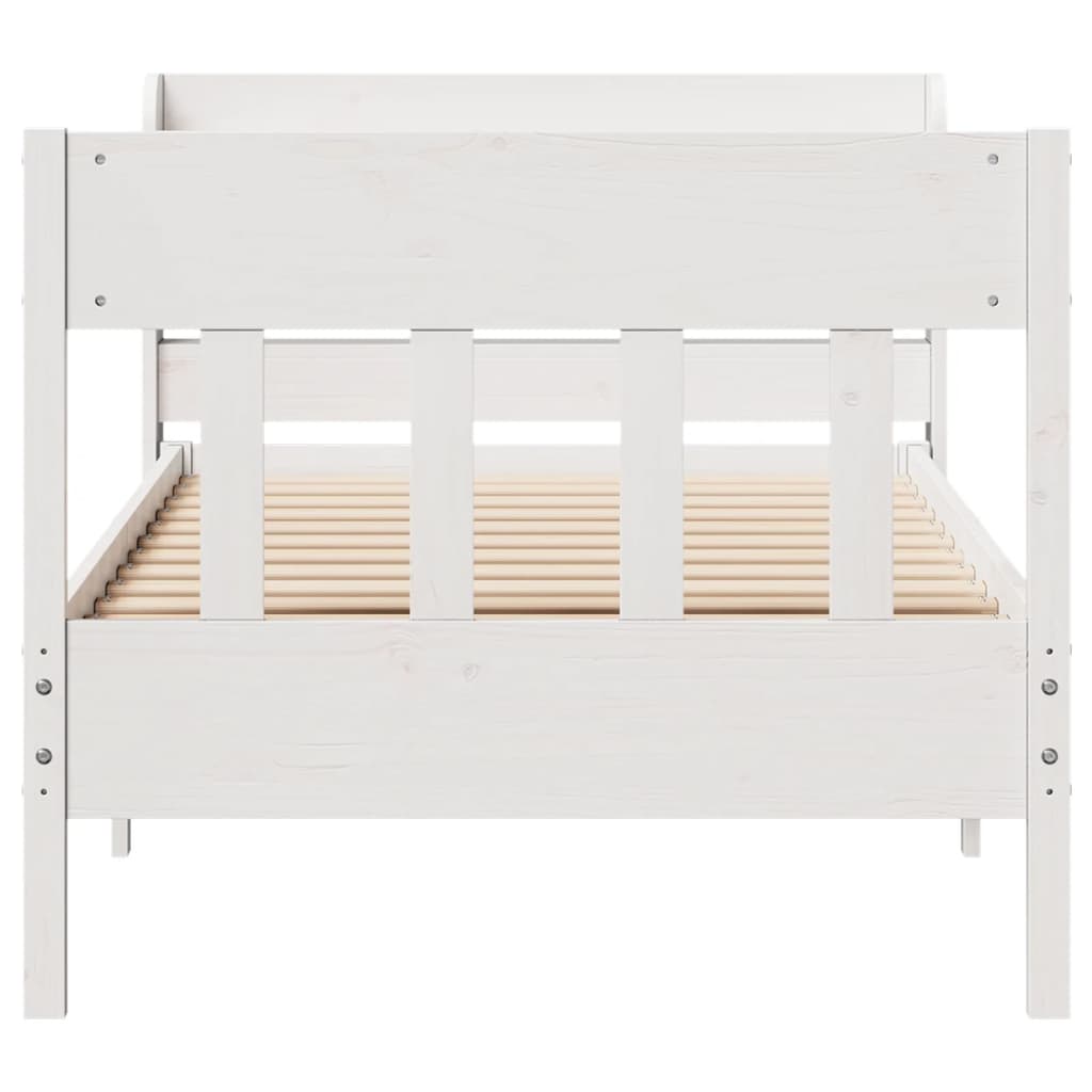 sengeramme uden madras 100x200 cm massivt fyrretræ hvid