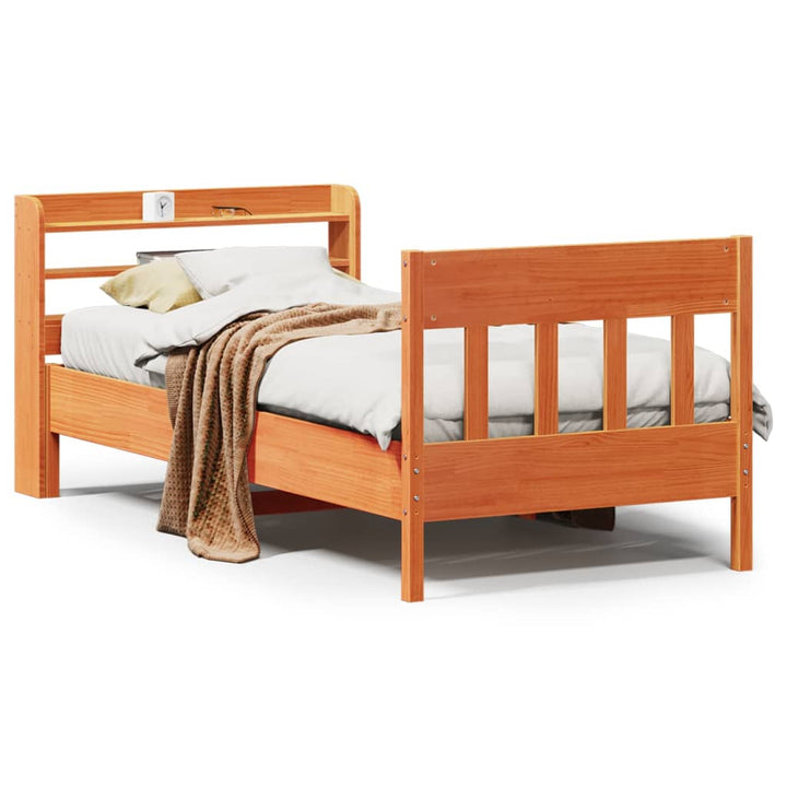 sengeramme uden madras 100x200 cm massivt fyrretræ gyldenbrun