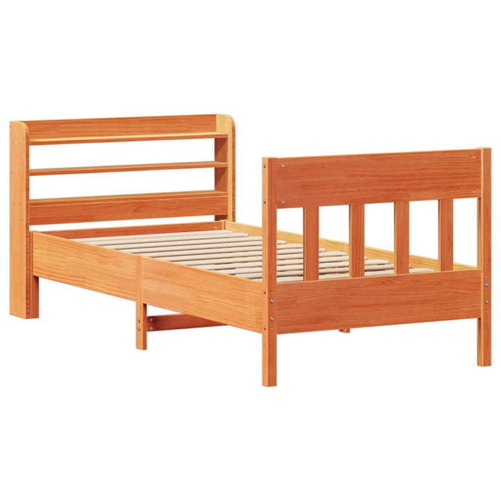 sengeramme uden madras 100x200 cm massivt fyrretræ gyldenbrun