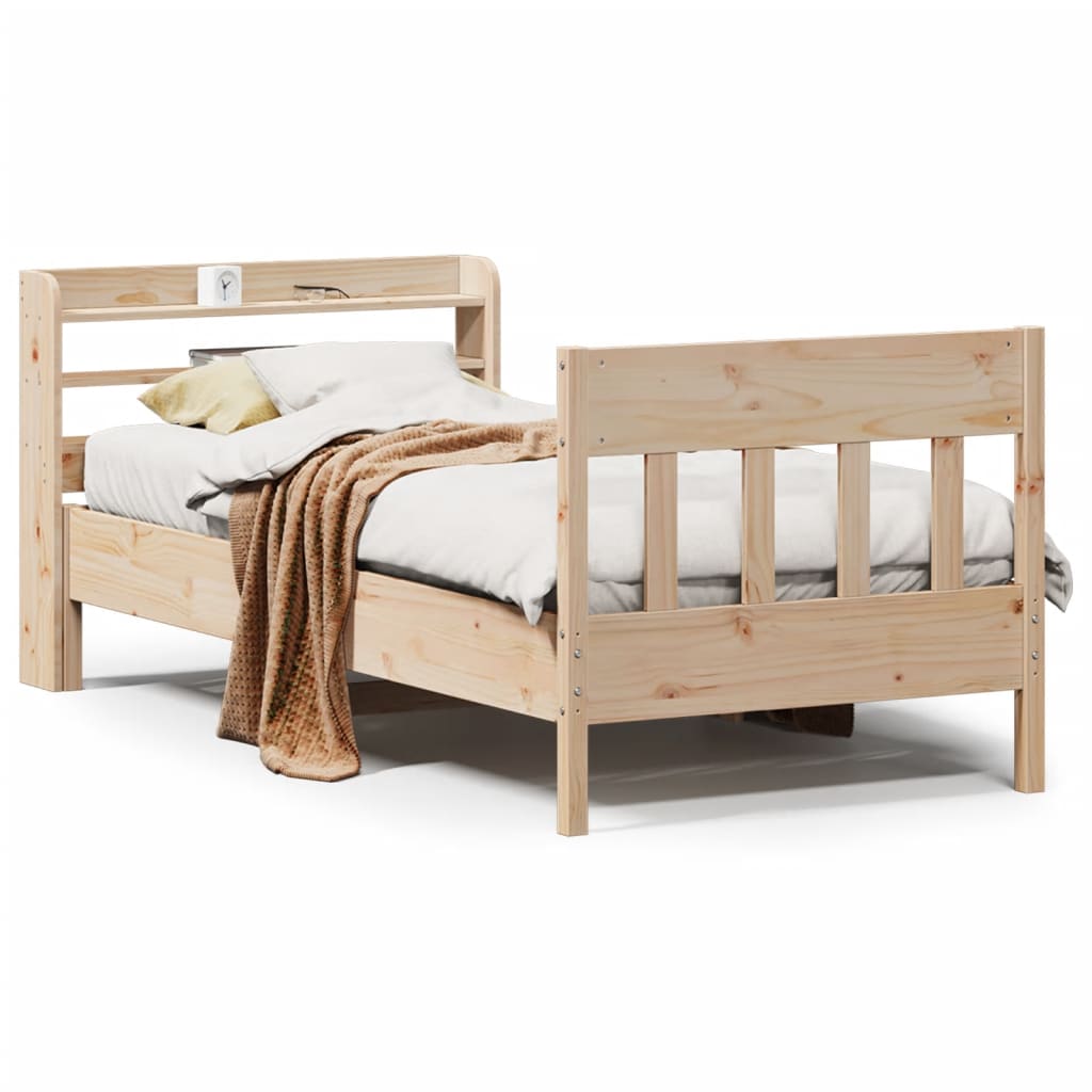 sengeramme uden madras 90x200 cm massivt fyrretræ