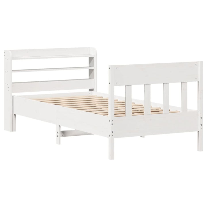 sengeramme uden madras 90x200 cm massivt fyrretræ hvid