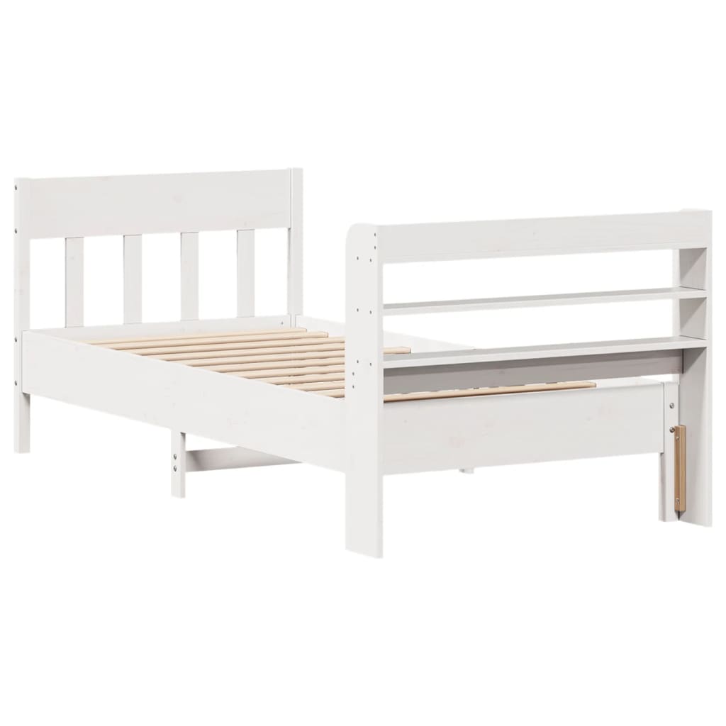 sengeramme uden madras 90x200 cm massivt fyrretræ hvid