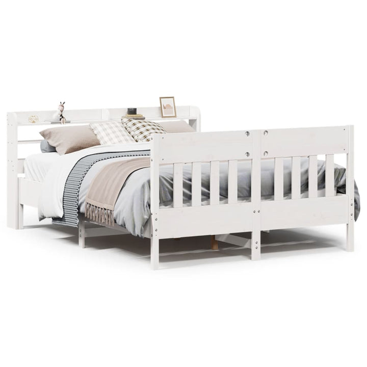 sengeramme uden madras 140x190 cm massivt fyrretræ hvid