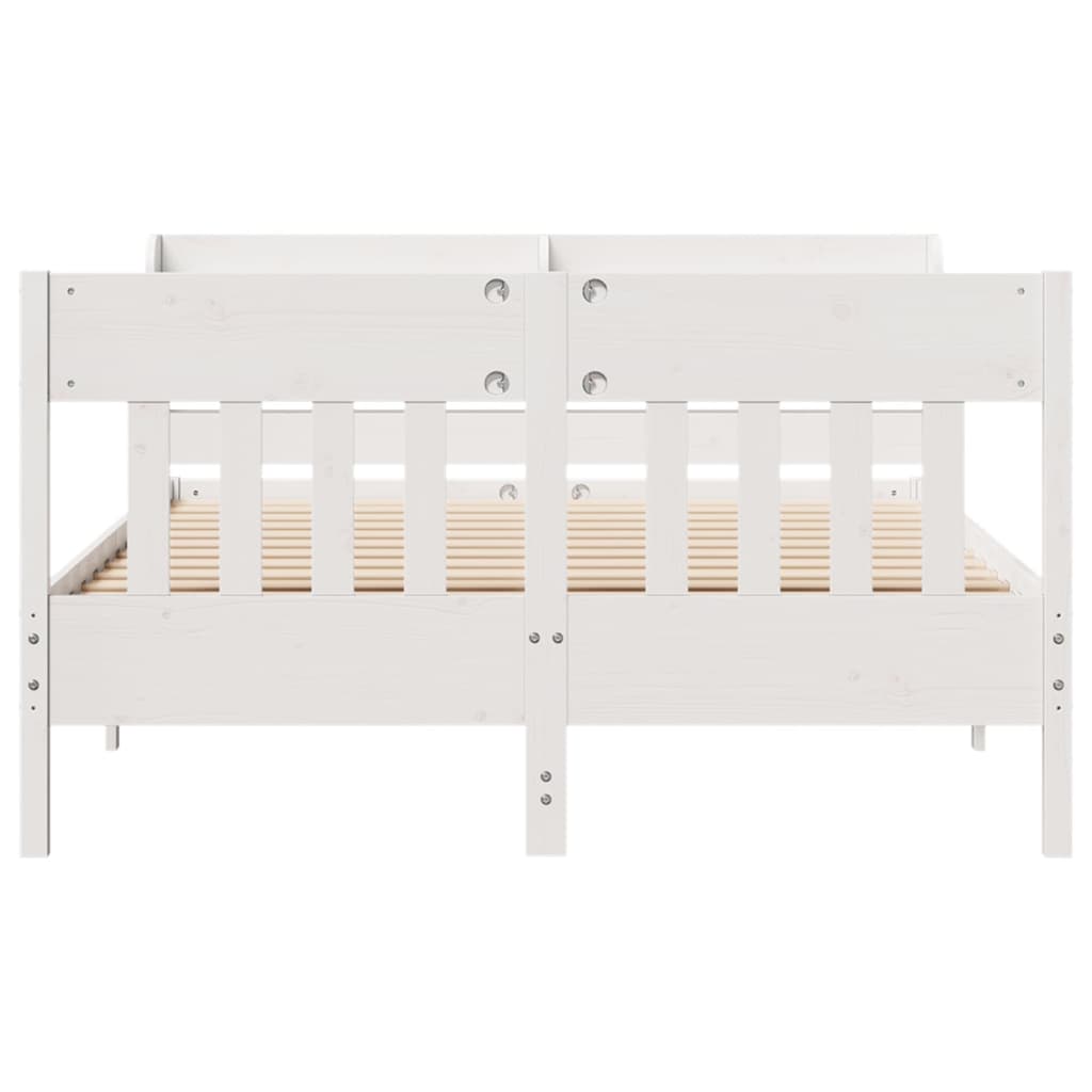 sengeramme uden madras 140x190 cm massivt fyrretræ hvid