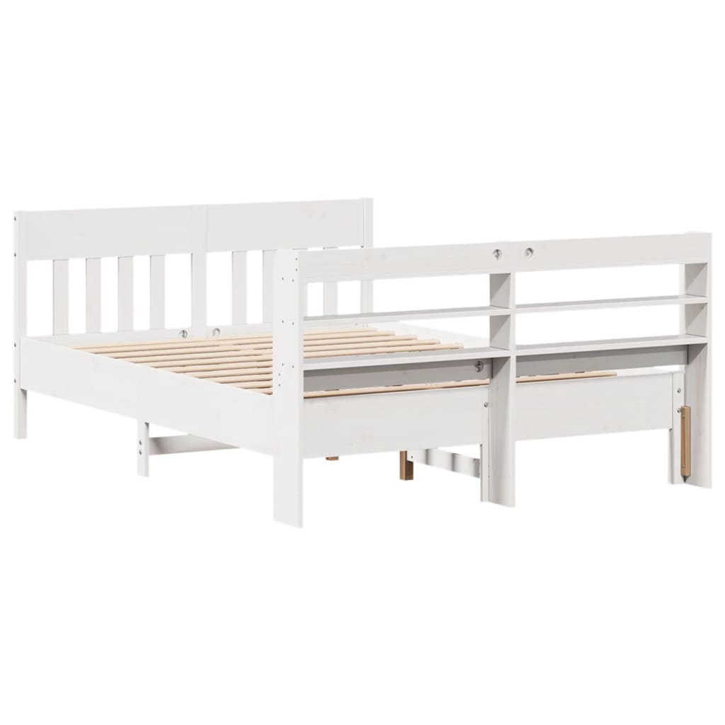 sengeramme uden madras 140x190 cm massivt fyrretræ hvid
