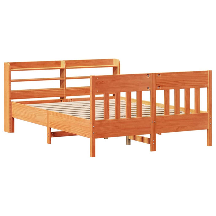 sengeramme uden madras 140x190 cm massivt fyrretræ gyldenbrun