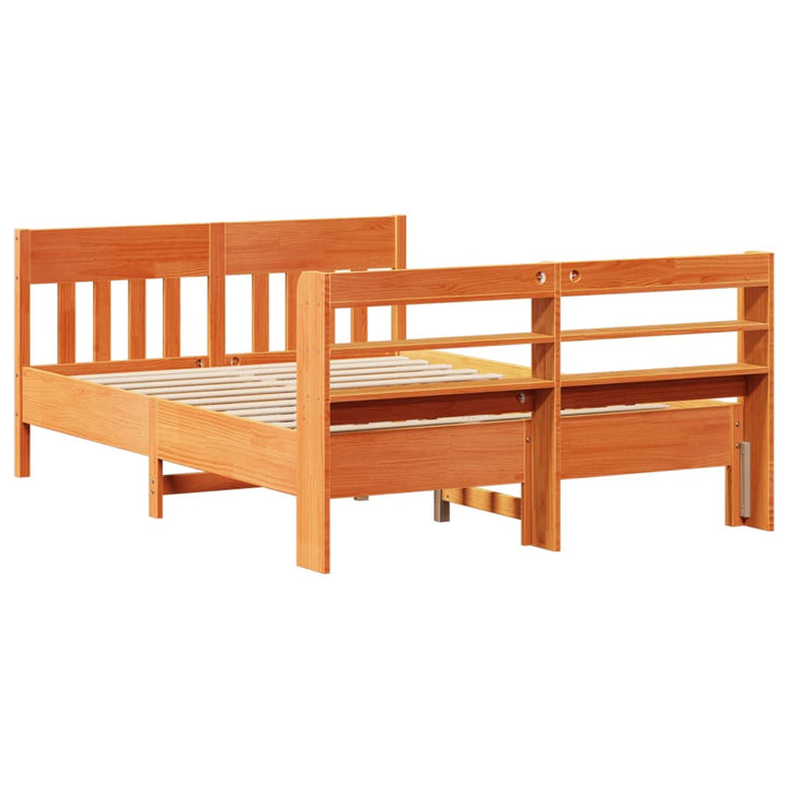 sengeramme uden madras 140x190 cm massivt fyrretræ gyldenbrun