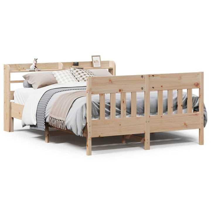 sengeramme uden madras 135x190 cm massivt fyrretræ hvid