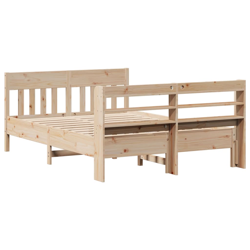 sengeramme uden madras 135x190 cm massivt fyrretræ hvid