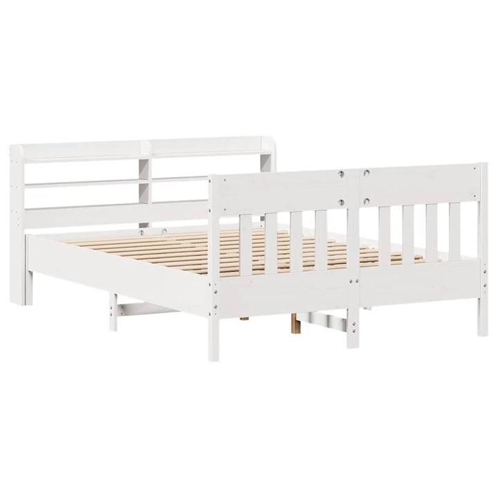 sengeramme uden madras 135x190 cm massivt fyrretræ hvid