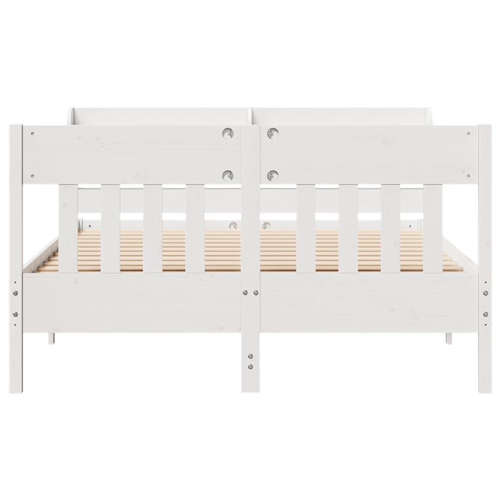 sengeramme uden madras 135x190 cm massivt fyrretræ hvid