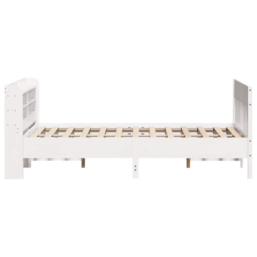 sengeramme uden madras 135x190 cm massivt fyrretræ hvid