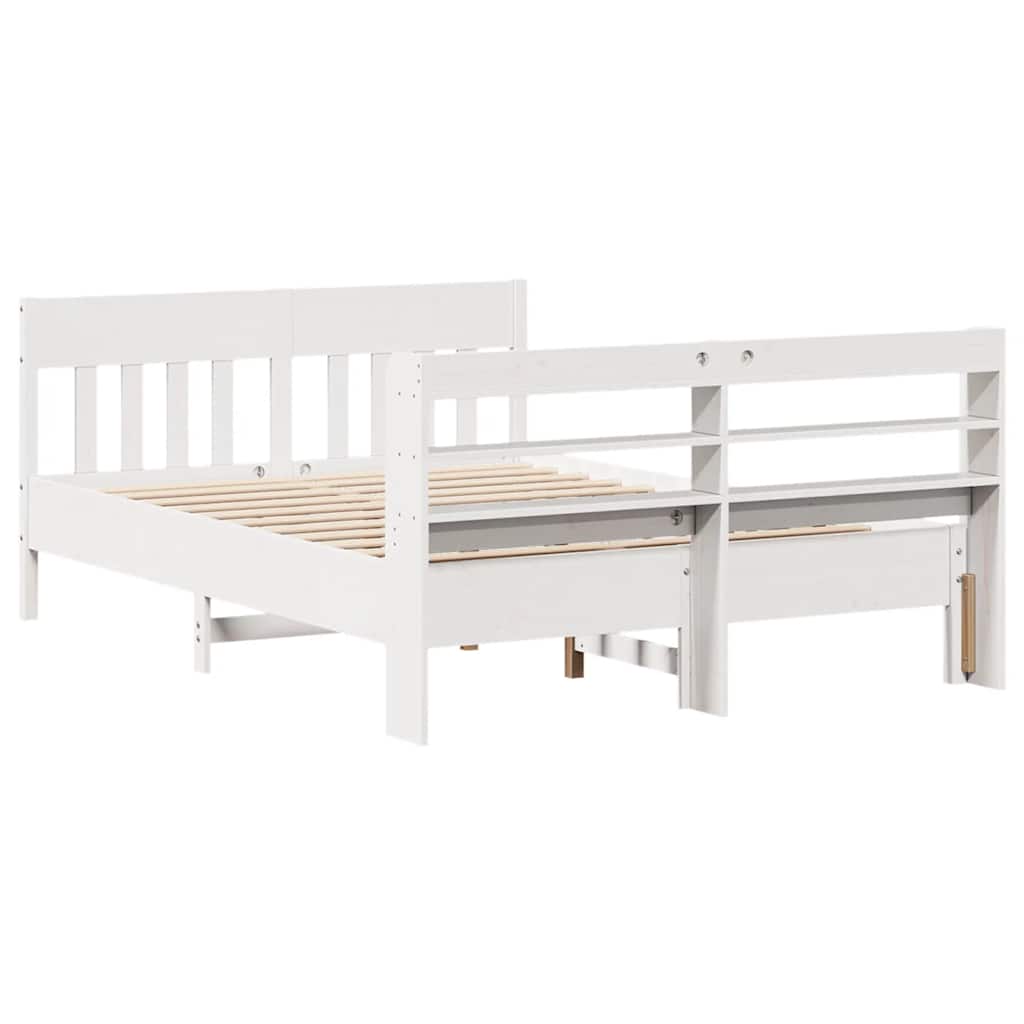 sengeramme uden madras 135x190 cm massivt fyrretræ hvid