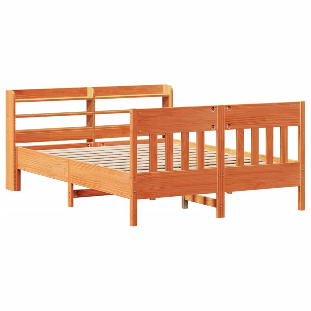 sengeramme uden madras 120x190 cm massivt fyrretræ gyldenbrun
