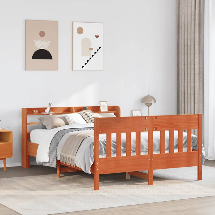 sengeramme uden madras 120x190 cm massivt fyrretræ gyldenbrun