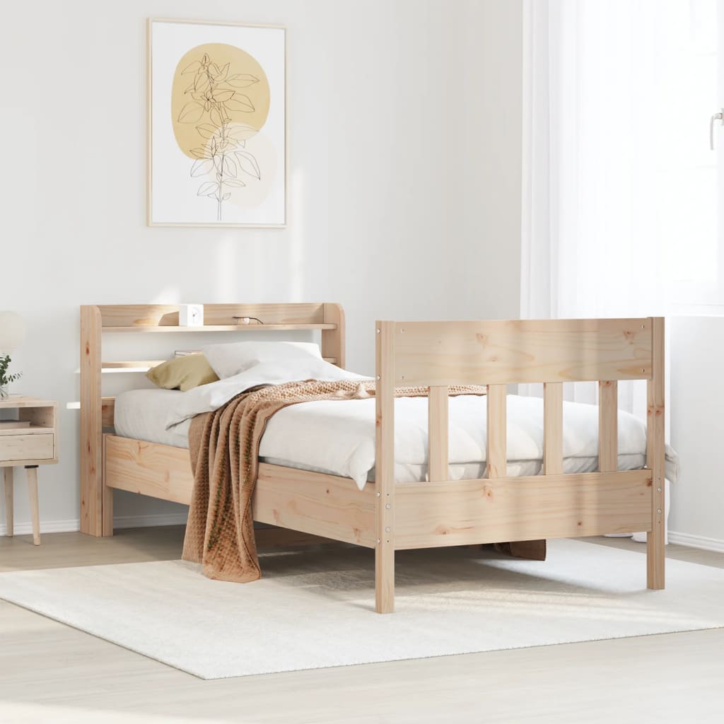 sengeramme uden madras 75x190 cm massivt fyrretræ
