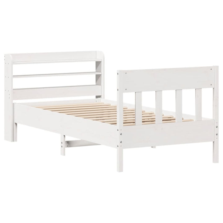 sengeramme uden madras 75x190 cm massivt fyrretræ hvid