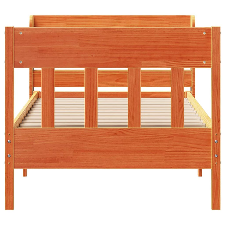 sengeramme uden madras 75x190 cm massivt fyrretræ gyldenbrun