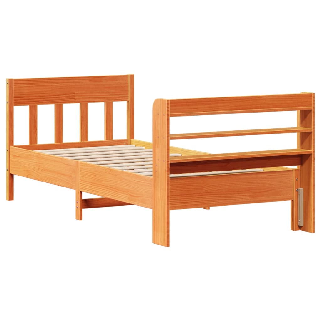 sengeramme uden madras 75x190 cm massivt fyrretræ gyldenbrun