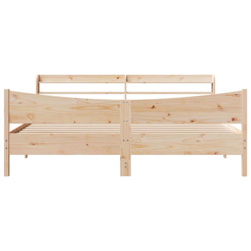 sengeramme med sengegavl 200x200 cm massivt fyrretræ