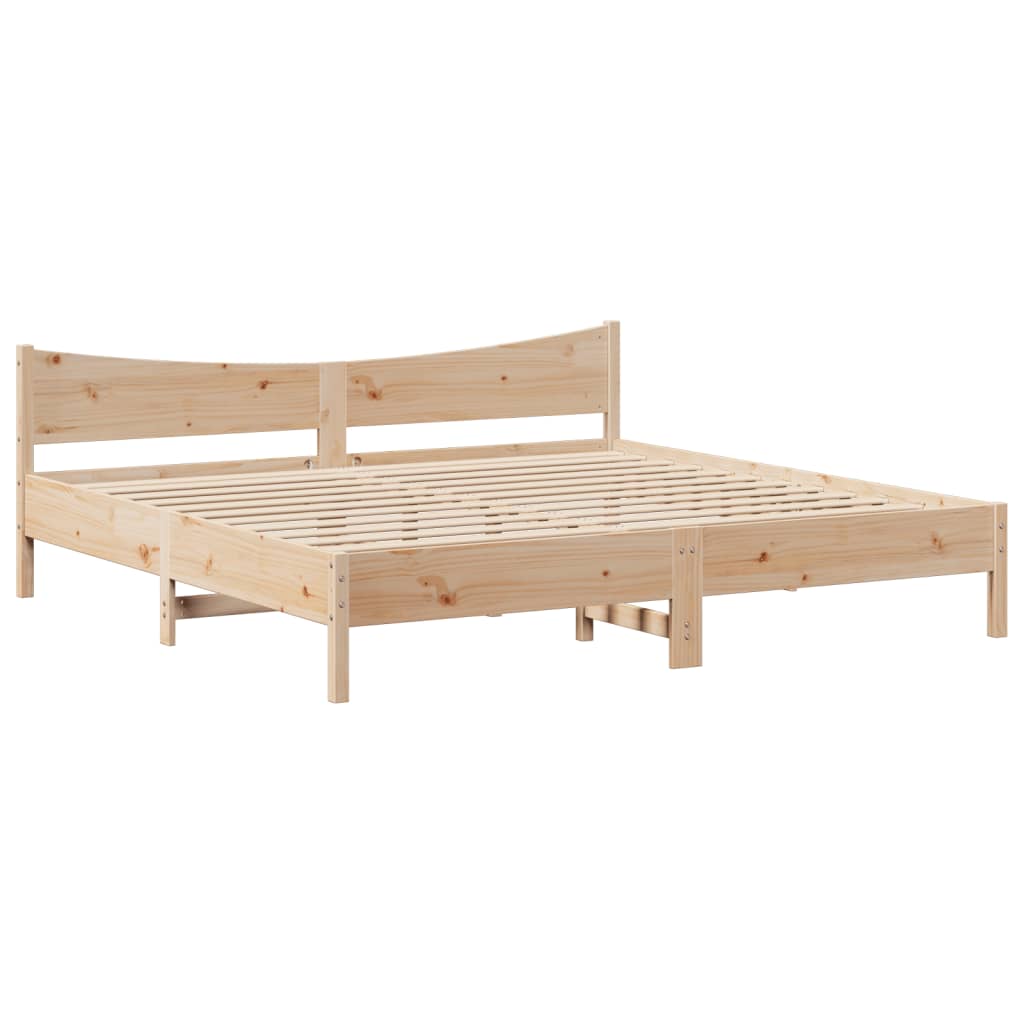 sengeramme med sengegavl 200x200 cm massivt fyrretræ