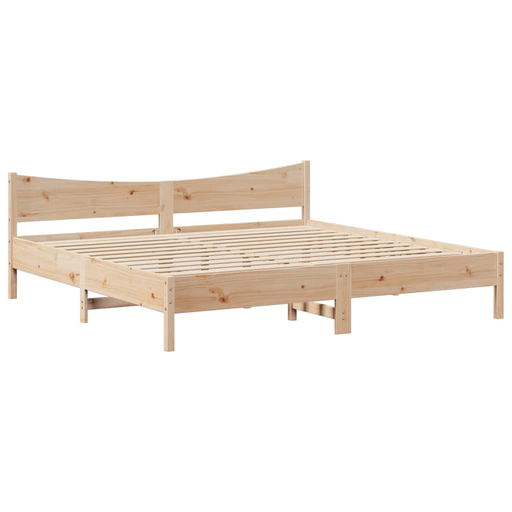 sengeramme med sengegavl 200x200 cm massivt fyrretræ