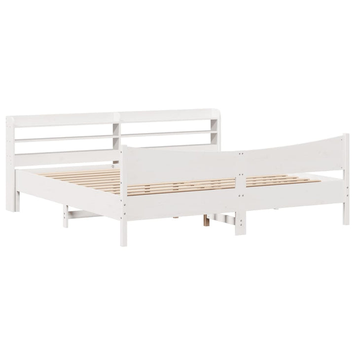 sengeramme med sengegavl 200x200 cm massivt fyrretræ hvid