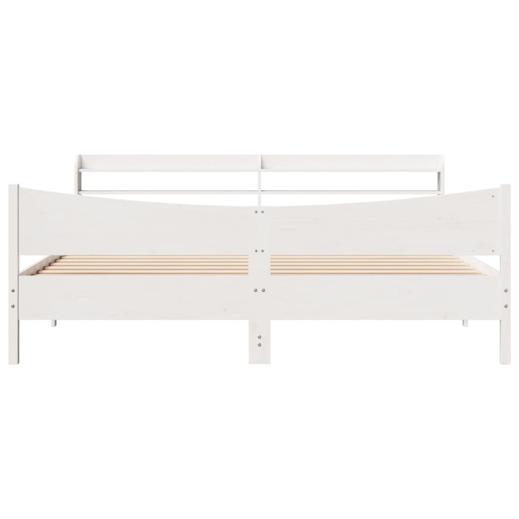 sengeramme med sengegavl 200x200 cm massivt fyrretræ hvid