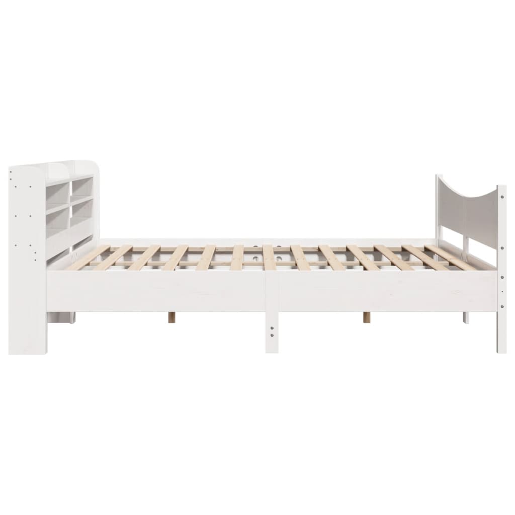 sengeramme med sengegavl 200x200 cm massivt fyrretræ hvid