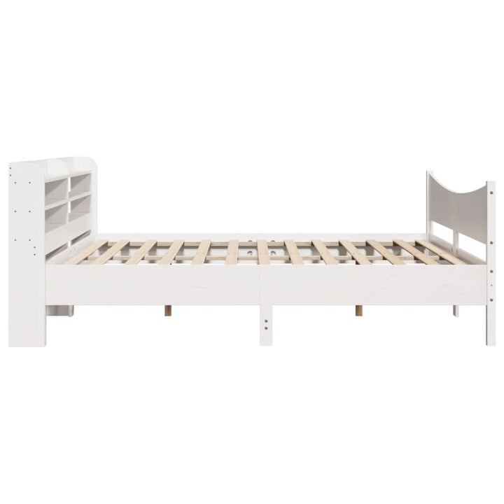 sengeramme med sengegavl 200x200 cm massivt fyrretræ hvid