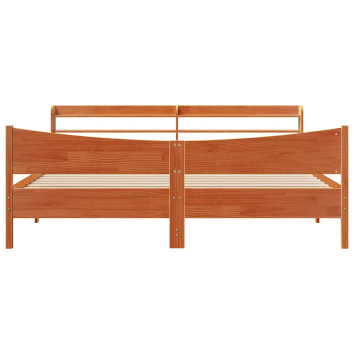 sengeramme med sengegavl 180x200 cm massivt fyrretræ gyldenbrun