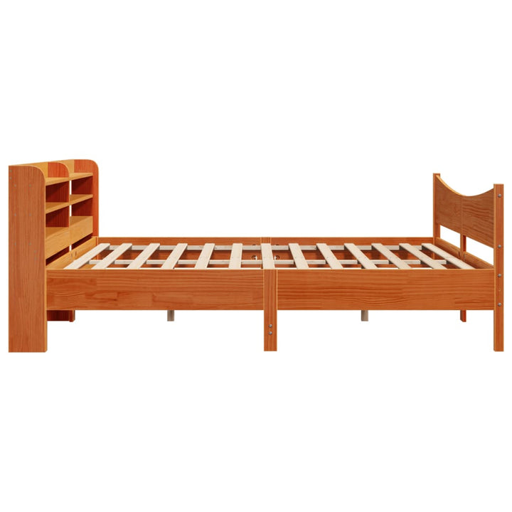sengeramme med sengegavl 180x200 cm massivt fyrretræ gyldenbrun