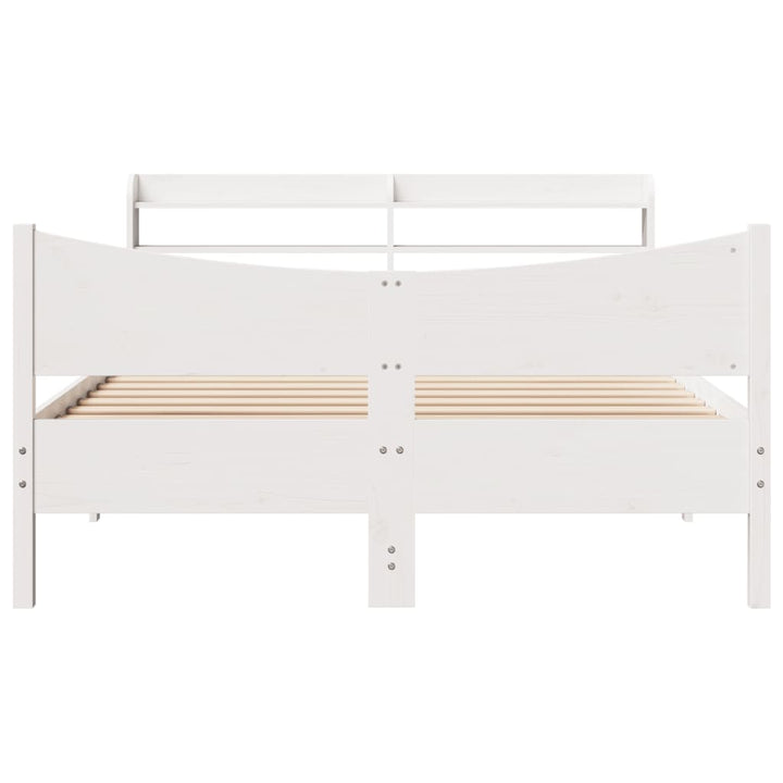 sengeramme med sengegavl 160x200 cm massivt fyrretræ hvid