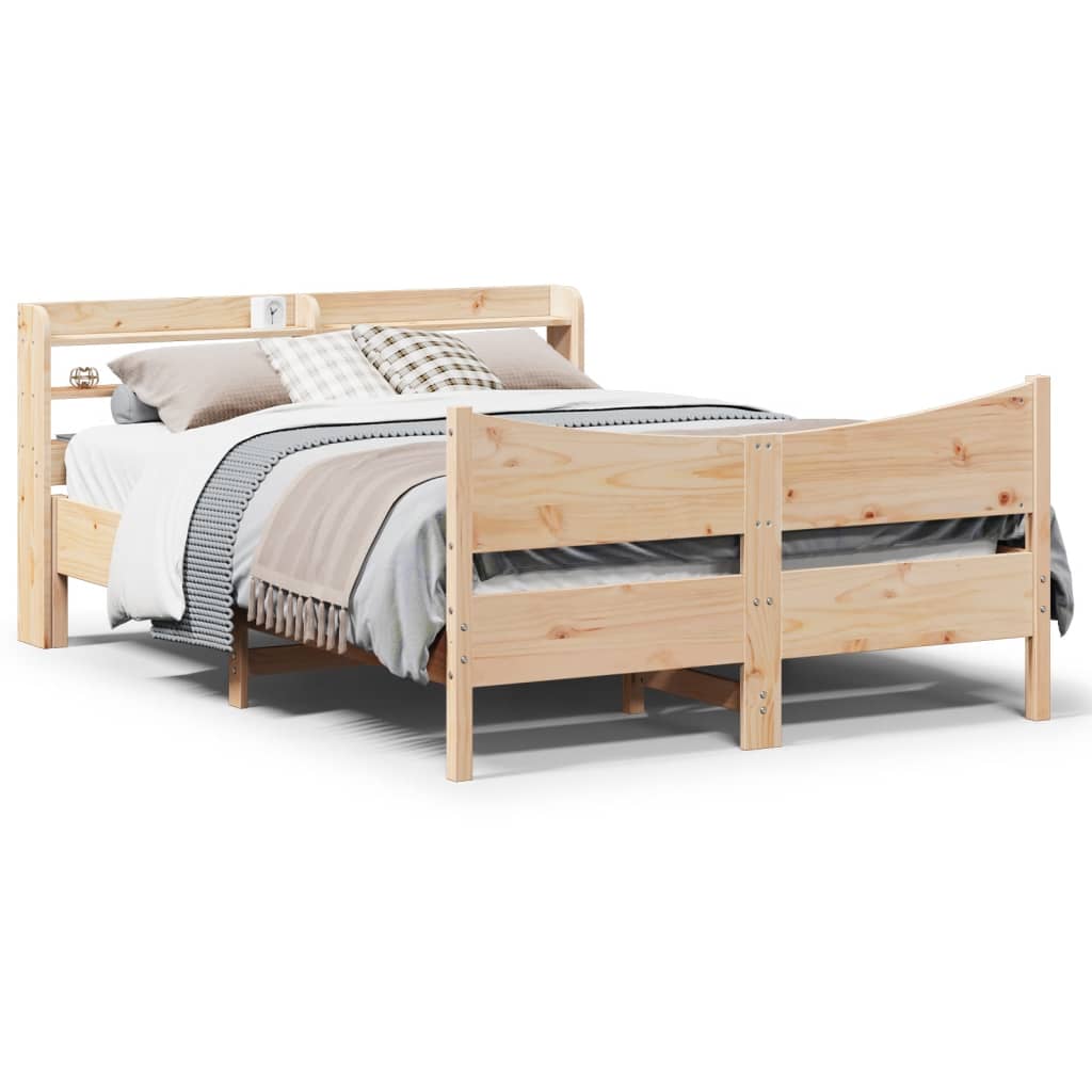 sengeramme med sengegavl 150x200 cm massivt fyrretræ