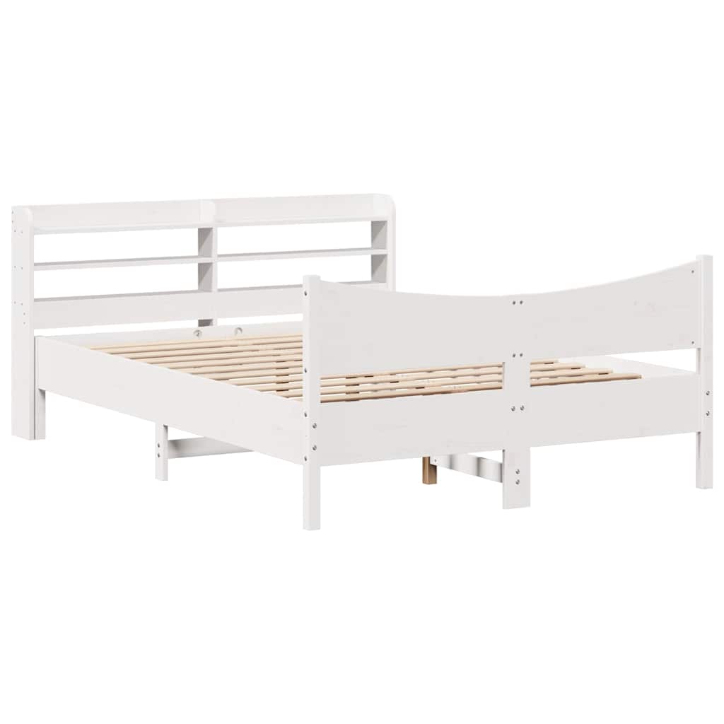 sengeramme med sengegavl 150x200 cm massivt fyrretræ hvid