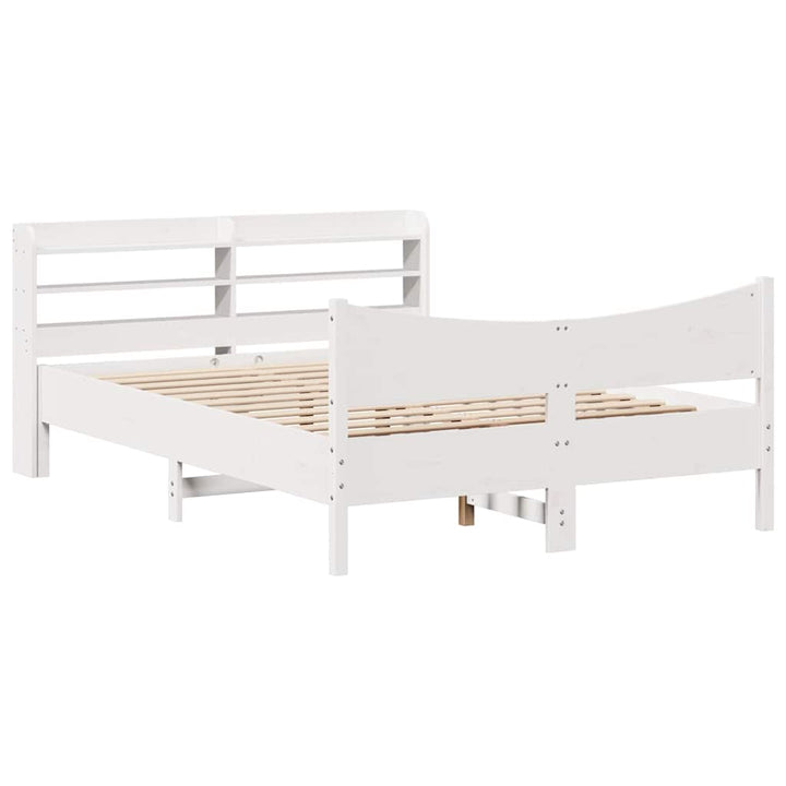 sengeramme med sengegavl 150x200 cm massivt fyrretræ hvid
