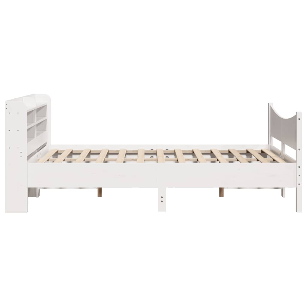 sengeramme med sengegavl 150x200 cm massivt fyrretræ hvid