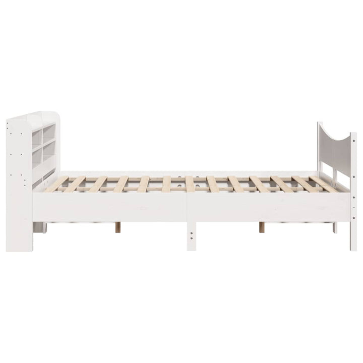 sengeramme med sengegavl 150x200 cm massivt fyrretræ hvid