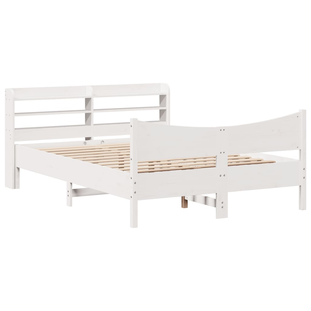 sengeramme med sengegavl 140x200 cm massivt fyrretræ hvid