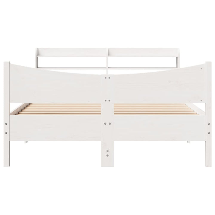 sengeramme med sengegavl 140x200 cm massivt fyrretræ hvid