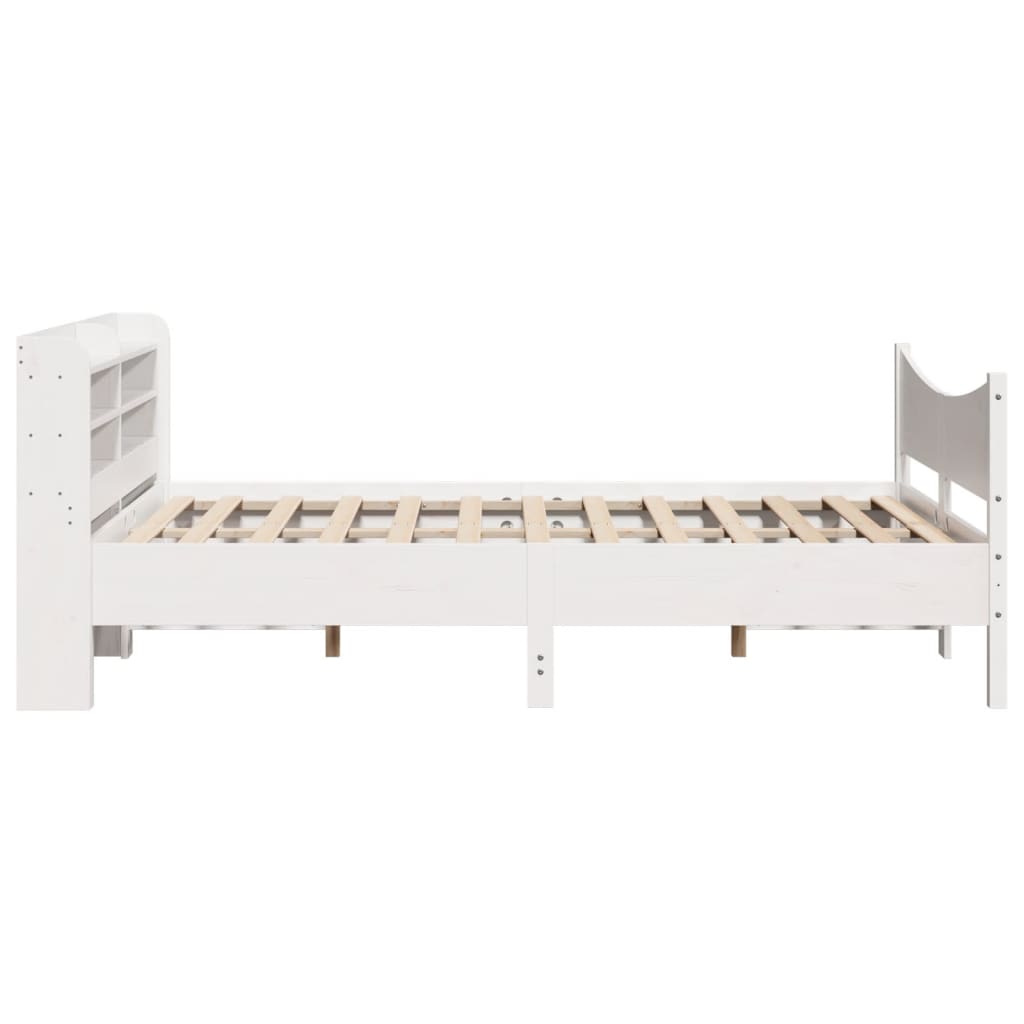 sengeramme med sengegavl 140x200 cm massivt fyrretræ hvid