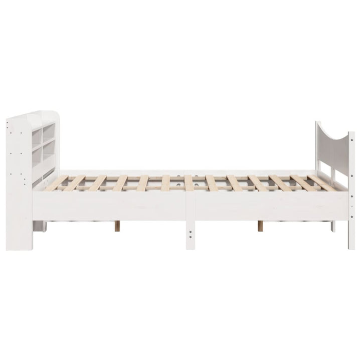 sengeramme med sengegavl 140x200 cm massivt fyrretræ hvid