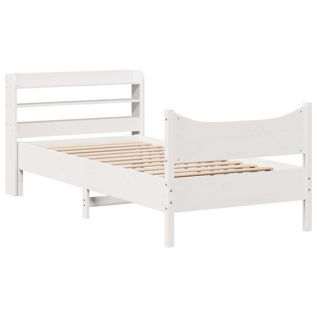sengeramme med sengegavl 90x200 cm massivt fyrretræ hvid